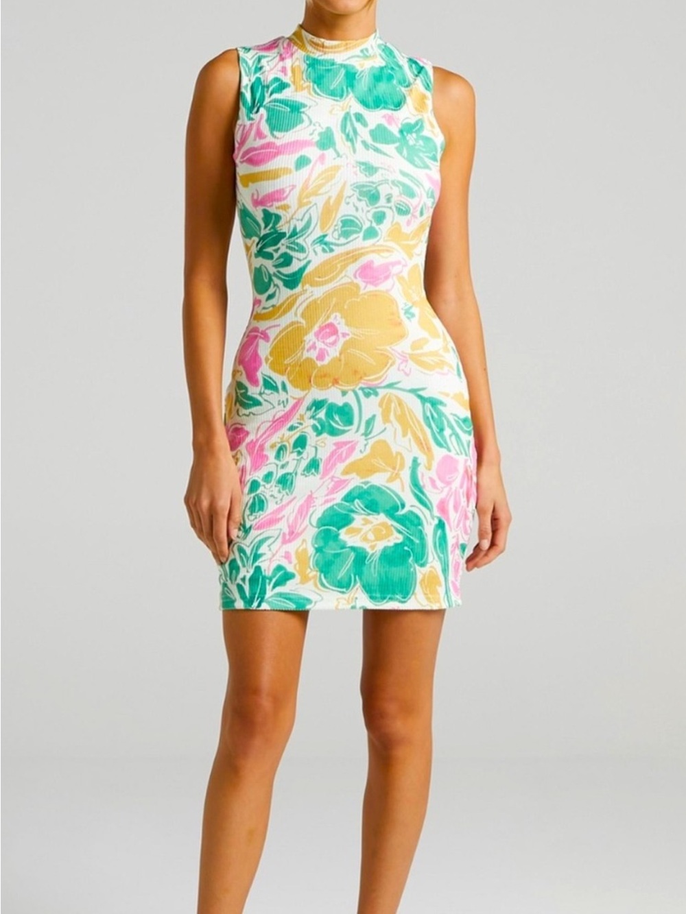 NWT! Showpo Galadriel Floral High-Neck Sleeveless Mini Dress